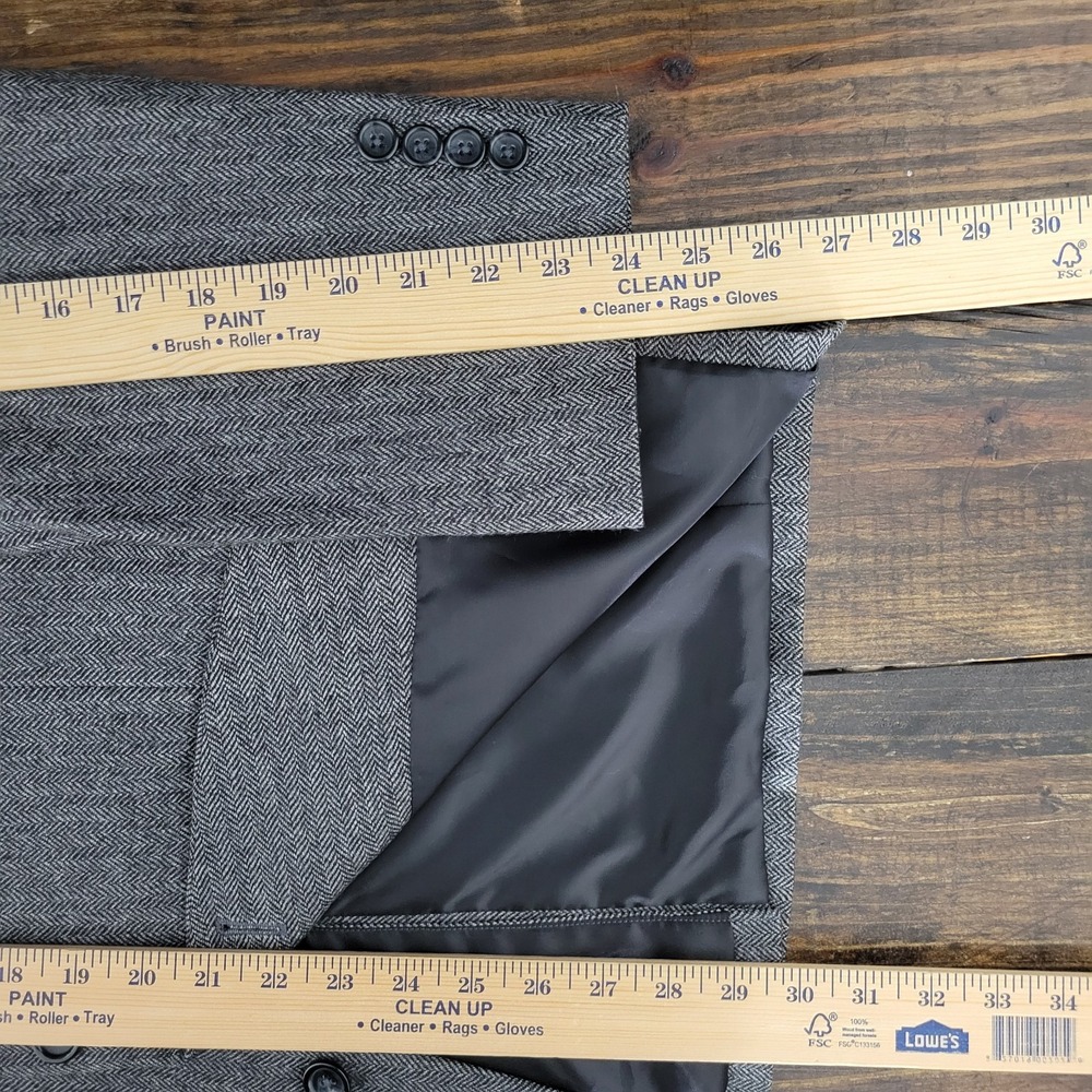 Stafford Essentials Mens Sport Coat Blazer Three Button GRY Herringbone Wool 42S - Picture 5 of 16